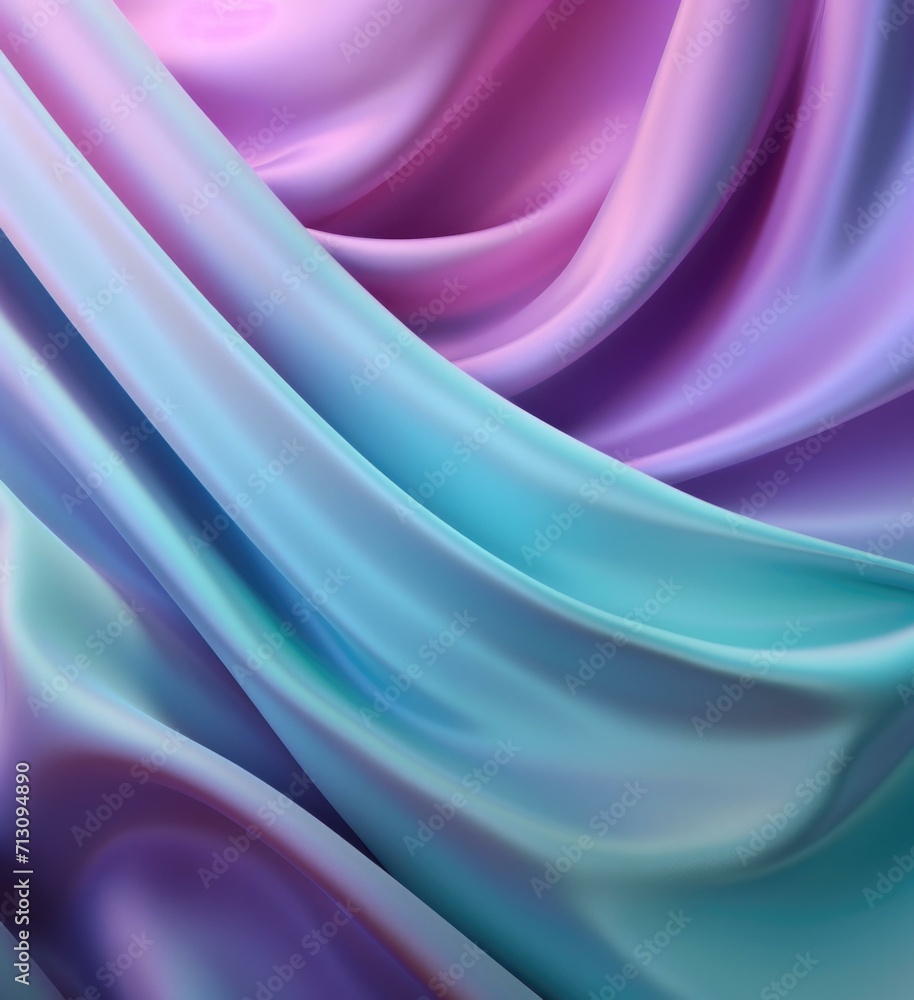 Fototapeta premium A vibrant blend of purples and blues on smooth silk fabric, creating an elegant and modern backdrop. Generative AI.