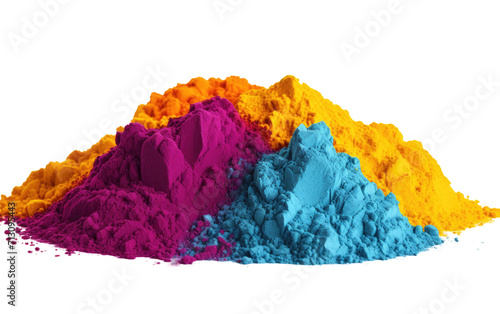 Holi Festival Color Powder Set on White or PNG Transparent Background.