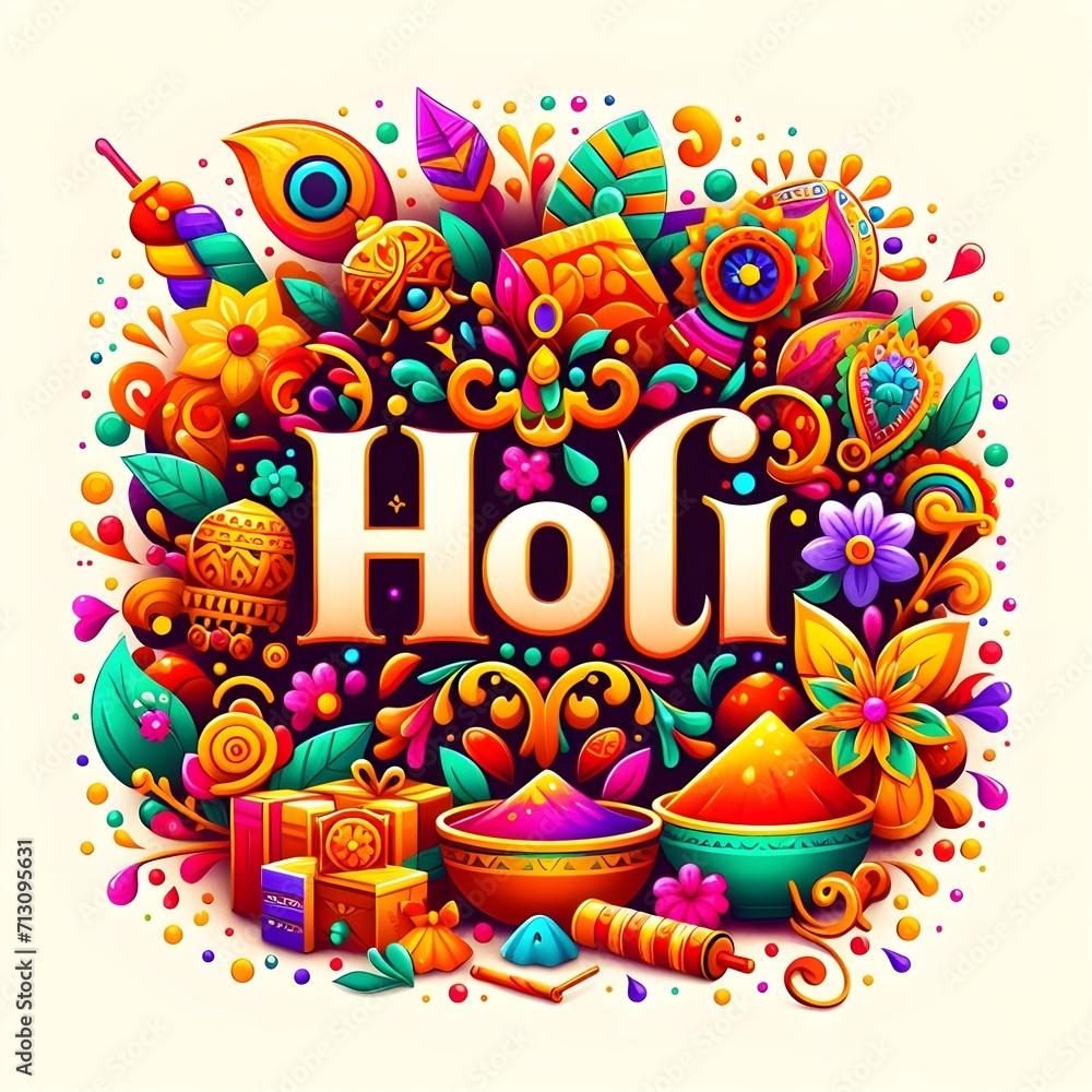 Creative Holi Text, Happy Holi Text with color