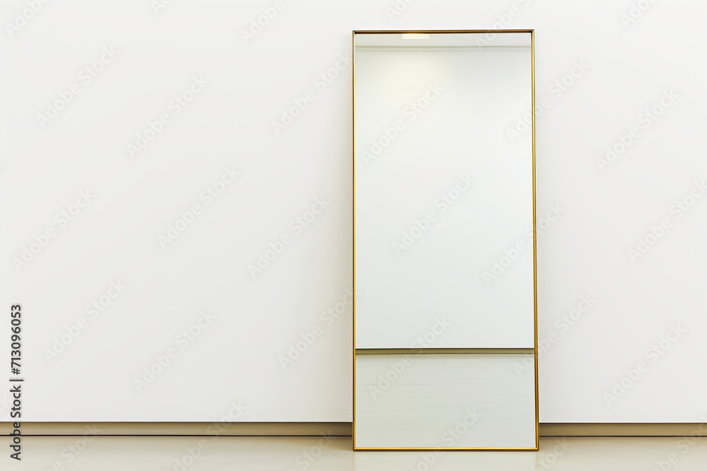 Regal Reflection: Ornate Golden Baroque Mirror on a White Background Regal Reflection: Ornate Golden Baroque Mirror on a White Background