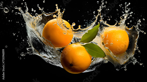Fresh oranges falling