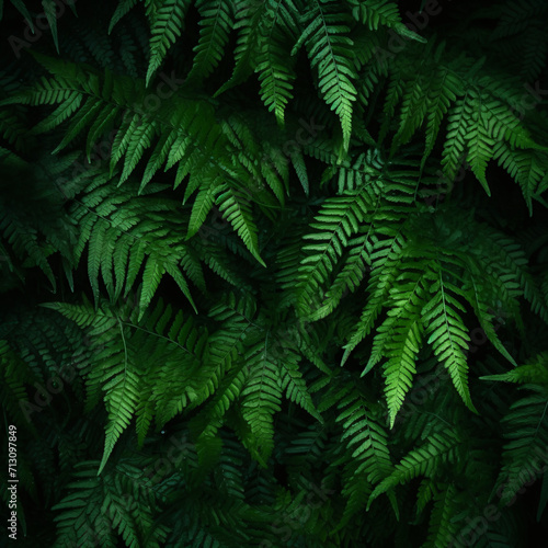 fern leaves on dark background generated AI