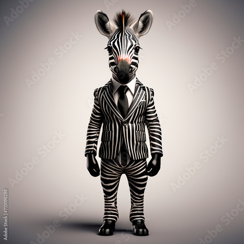 little zebra in business suit, fantasy art