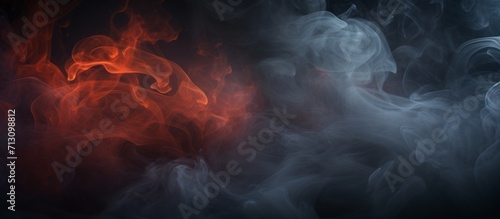 Abstract Swirls of Red and Blue Smoke, Artistic Representation of Fire and Ice, Interplay of Color and Motion