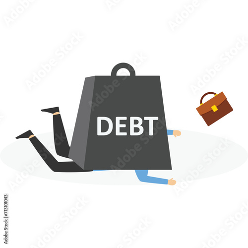 Businessman under tax burden, Vector illustration in flat style

