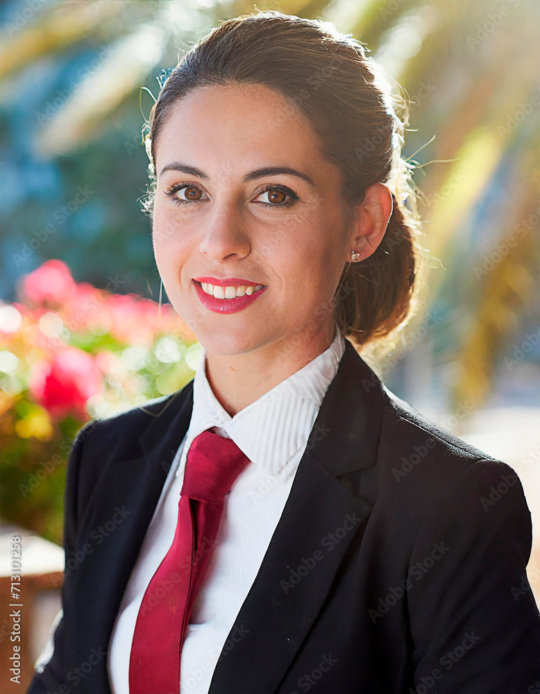 Portrait of a young businesswoman in a suit and tie. Portrait of a young businesswoman in a suit and tie.