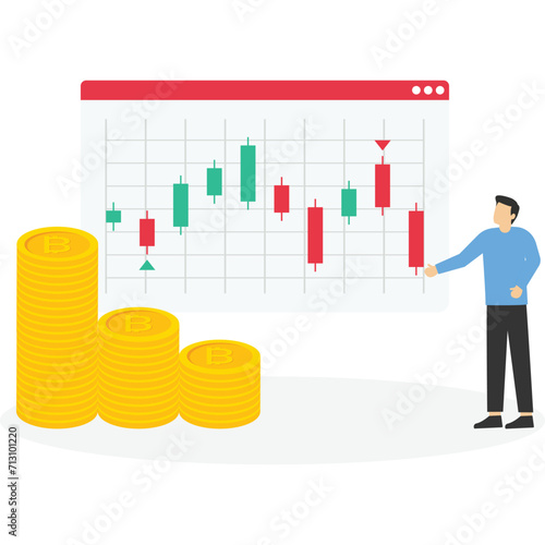 Businessman make more profits by buying stock market, Vector illustration in flat style

