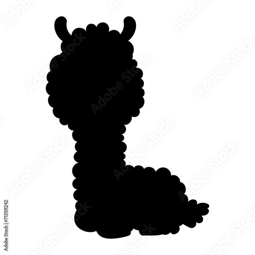 Silhouette Llama. Alpaca. Black hand drawn. Vector illustration.