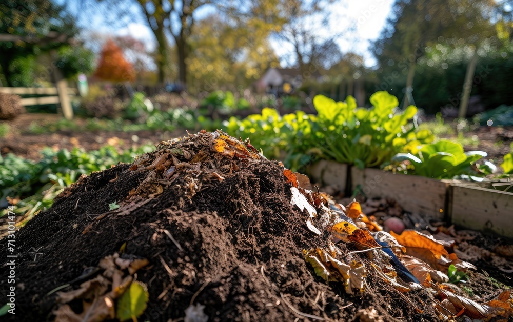 Close-Up View of Compost Heap in a Vibrant Home Garden During Daytime