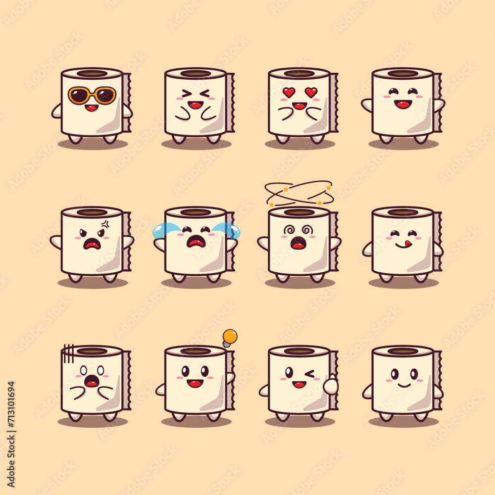 cute toilet paper cartoon character vector illustration. Stock Vector Adobe Stock