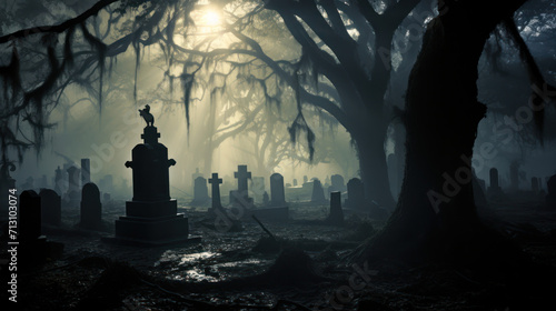Eerie Moonlit Shadows: A Halloween Night