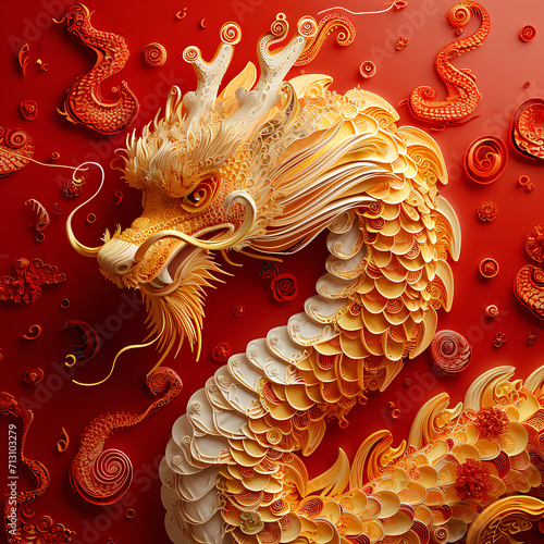 chinese new year golden dragon  lunar of the year 