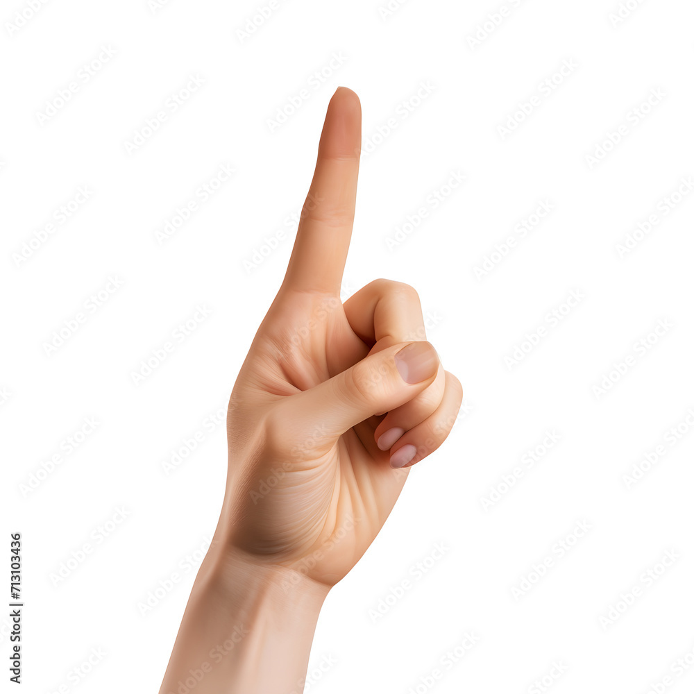 one finger raised, pointing out the index finger isolated on white one finger raised, pointing out the index finger isolated on white