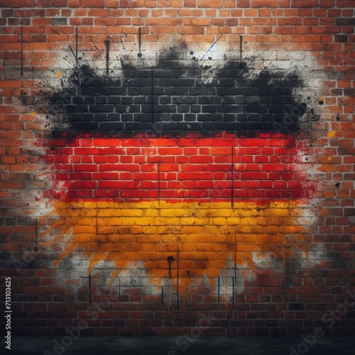 Urban Grit: Grunge Art Featuring the Flag of Germany on a Brick Wall