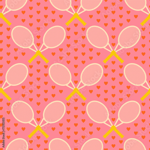 Yellow tennis racket love soft pink orange red hearts MS gs