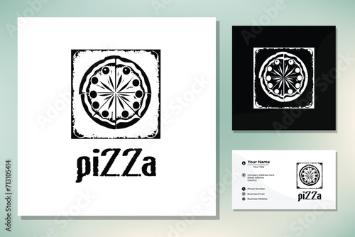 Rustic Grunge Lettering Typography of Pizza logo design © ayska17