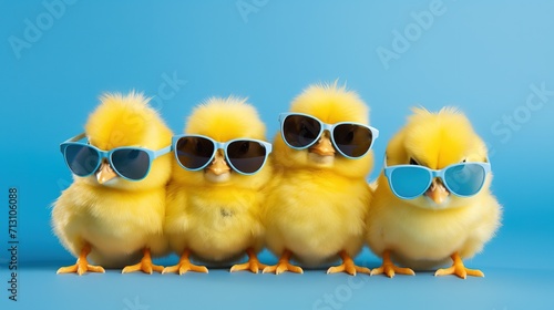 Animal bird chick sunglasses small background farming poultry young chicken little yellow