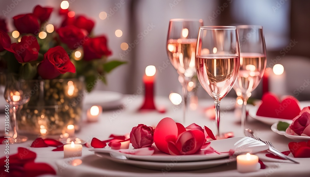 Romantic dinner table setting valentine Romantic dinner table setting valentine