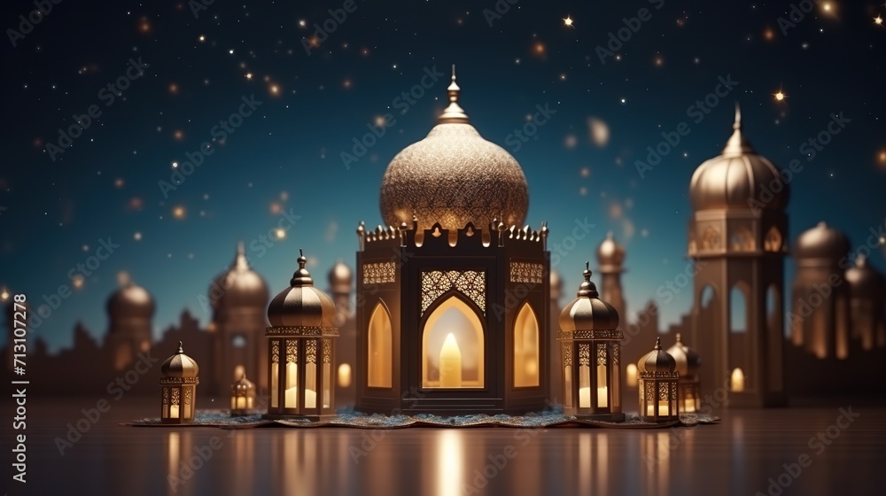 Eid mubarak traditional islamic festival religious social media banner