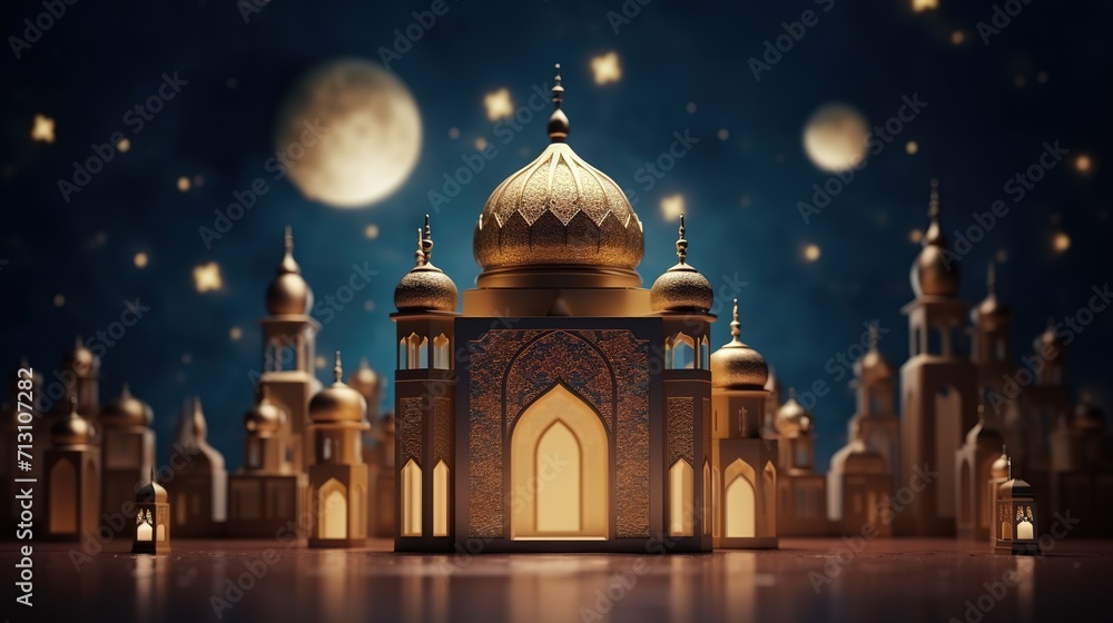 Eid mubarak traditional islamic festival religious social media banner