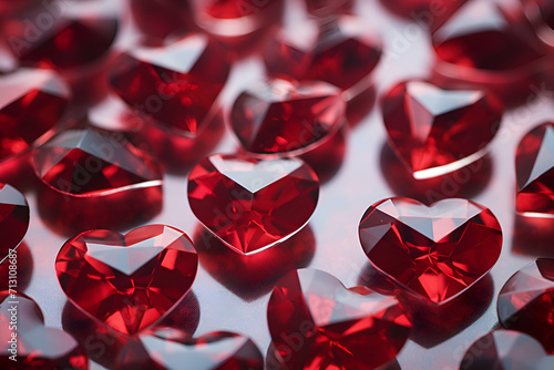 Red ruby gems on a dark background close up macro photography.