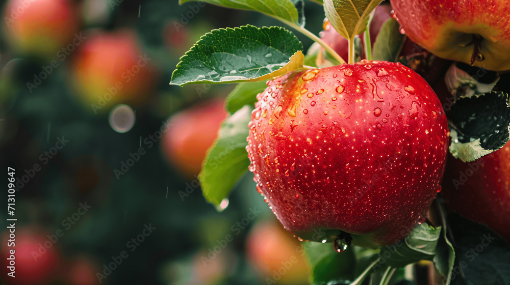 Close up image of fresh organic apple in the orchard. Close up image of fresh organic apple in the orchard.