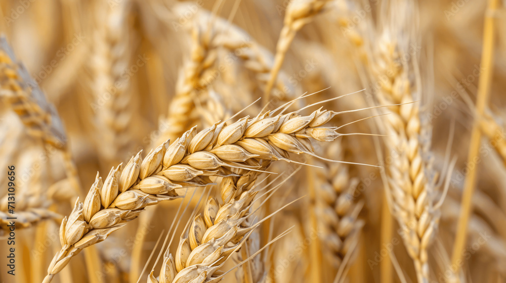Golden Harvest: Closeup of Organic Wheat Grains Golden Harvest: Closeup of Organic Wheat Grains
