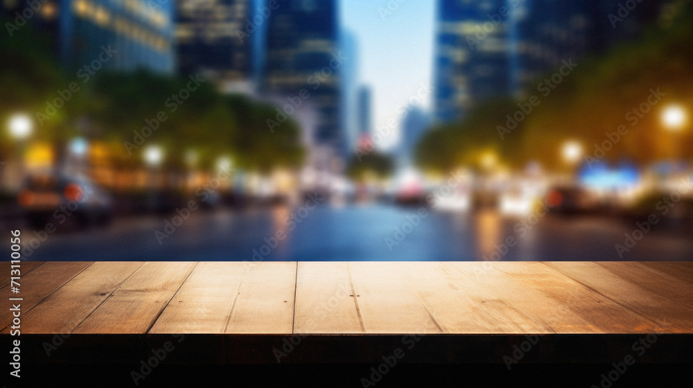 Wooden cafe table bokeh background, empty wood desk restaurant tabletop counter in bar or coffee shop surface product display mockup with blurry city lights backdrop presentation. Mock up, copy space. Wooden cafe table bokeh background, empty wood desk restaurant tabletop counter in bar or coffee shop surface product display mockup with blurry city lights backdrop presentation. Mock up, copy space.