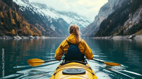 Design a series of images for a travel blog, each capturing a different outdoor adventure, from kayaking to mountain biking in stunning natural settings © Kanisorn