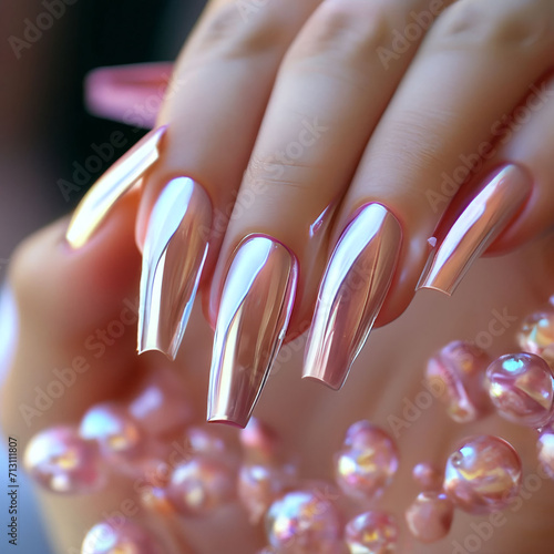 manicure and polish, shellac manicure design photo