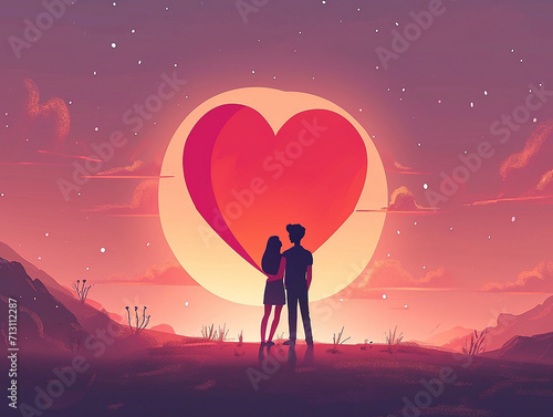 Minimalist Love Illustration for Valentine's Day with Simple Elegant Elements © borisk.photos