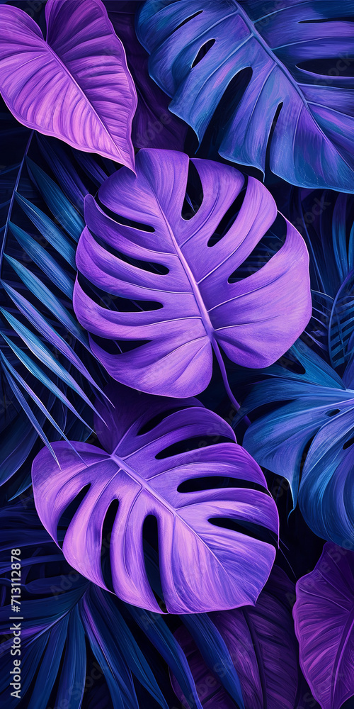 A wallpaper with purple tropical leaves for a vibrant, exotic touch A wallpaper with purple tropical leaves for a vibrant, exotic touch