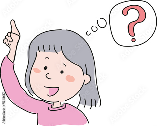 A drawing of a student asking a question to the teacher.