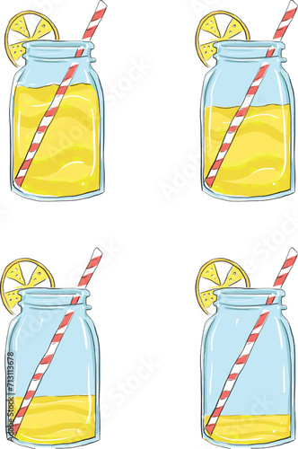 Lemonade glasses filled at different levels.