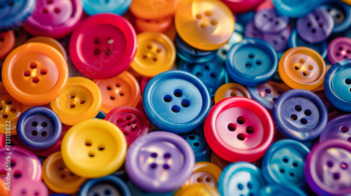 Sewing buttons background. Colorful sewing buttons texture photo