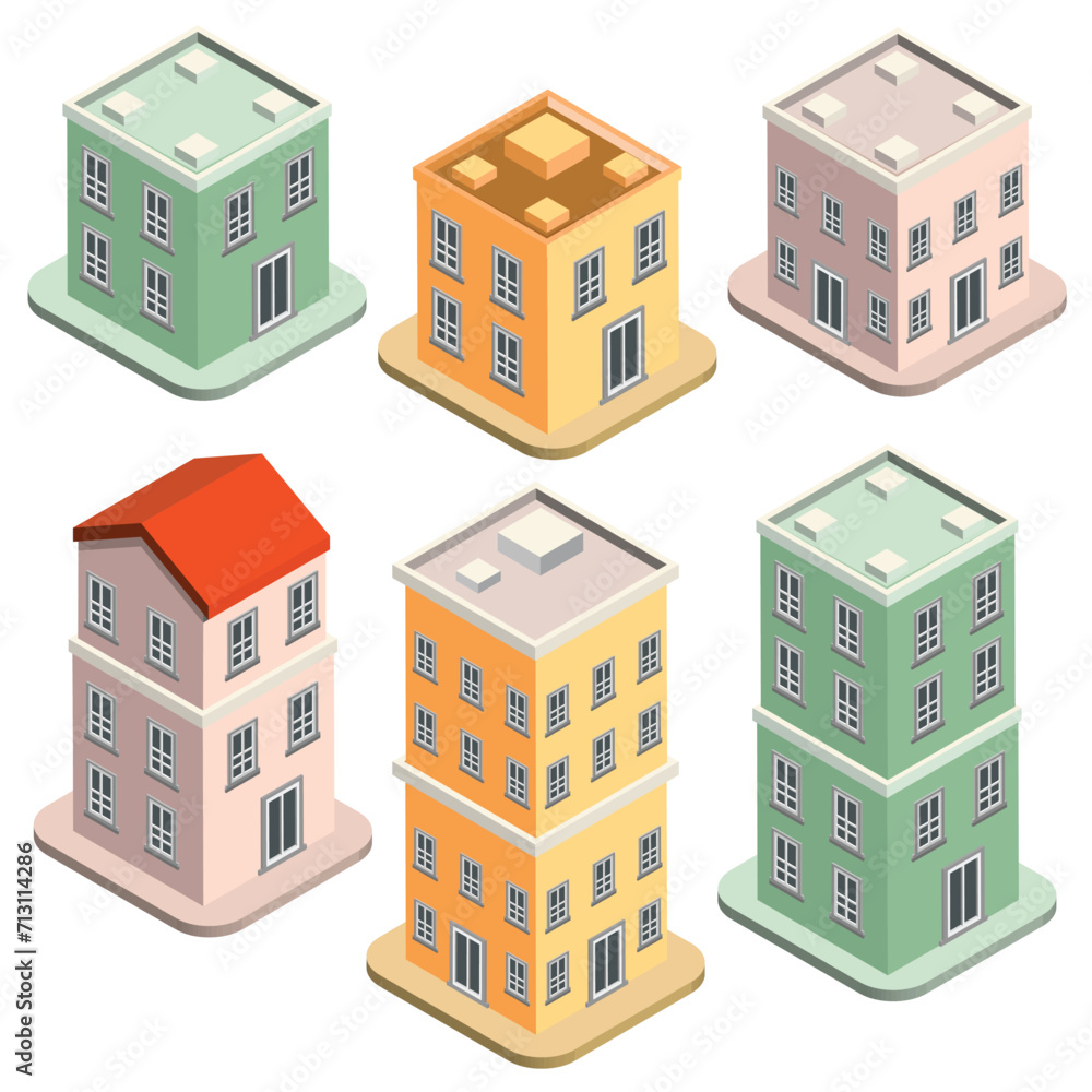 A Vibrant Collection of Isometric Buildings A Vibrant Collection of Isometric Buildings