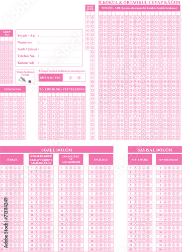 Translation from left to right. LGS: High School Entrance Exam Optical Form Wrong coding. Correct Coding. Your number. Answer paper. Surname-Name. address. Class-Branch. Phone. Company. Course names.