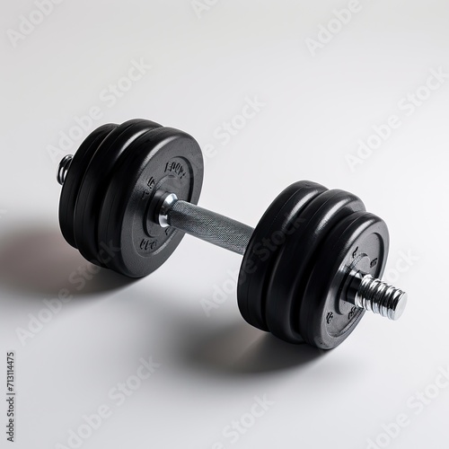 Rubber metal dumbbell isolated on white background