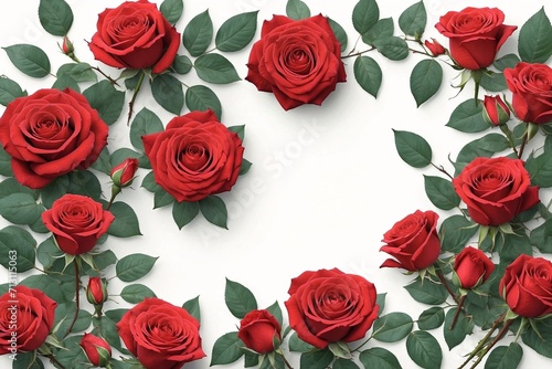 Top view of red rose flowers isolated background. Wedding invitation cards. Valentine's day concept  © Pradeep