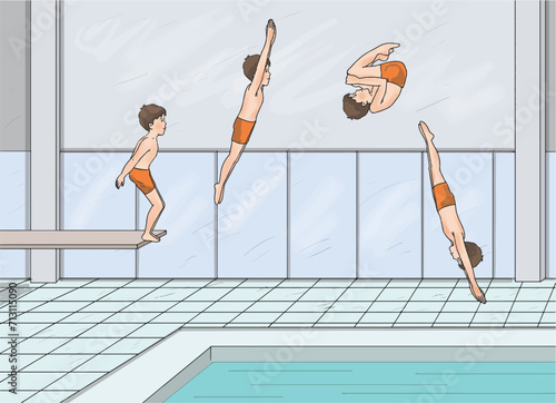 The boy who somersaulted from the trampoline into the pool.