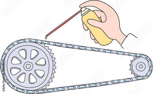 The chain is lubricated with oil.