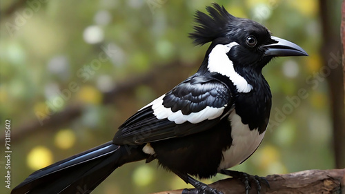 Black and whight beautiful magpie bird. photo