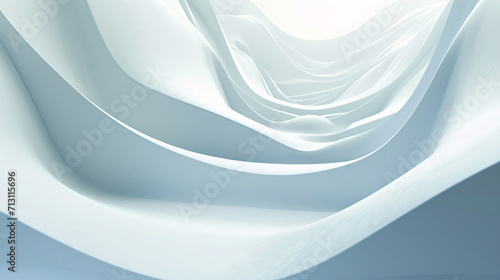 Abstract Flowing Wave. Smooth Tranquil Movement  Swirl and Soft Waves on a Minimalistic White Background with a Modern Concept.