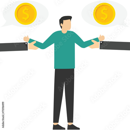 Businessmen snatching up talented employees, Vector illustration design concept in flat style

