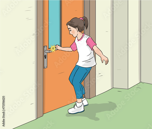 Static electricity comes from a doorknob.