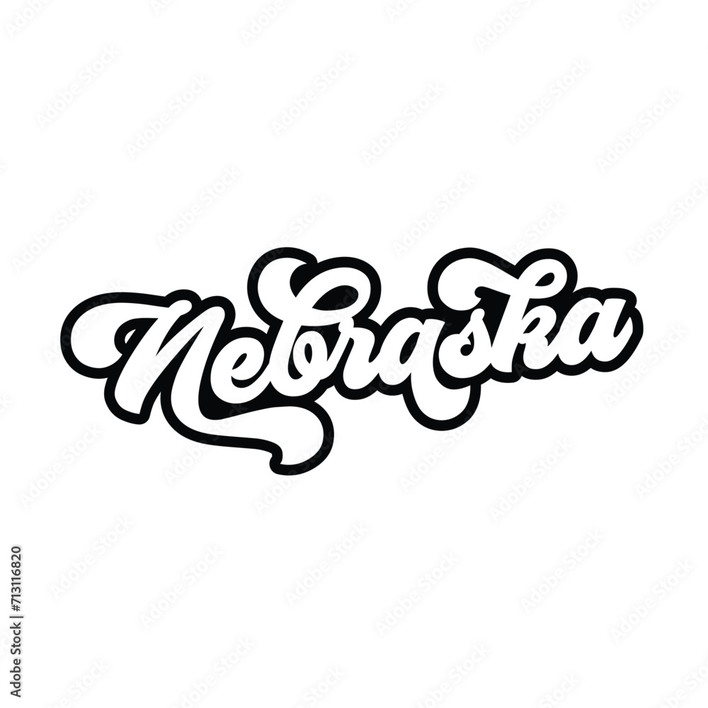 Nebraska hand lettering design calligraphy vector, Nebraska text vector trendy typography design	