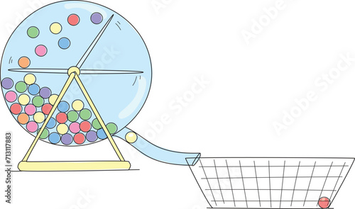 Lucky balls game. A machine with balls inside. Possibility.