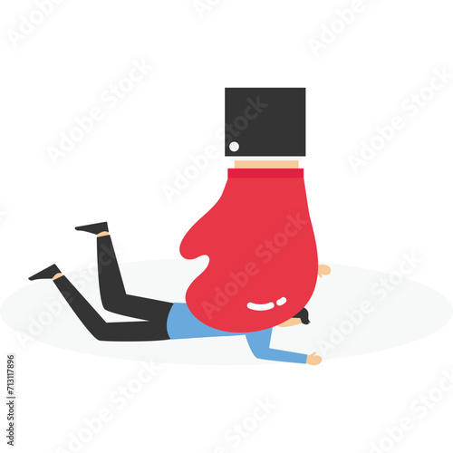 Businessman hit to keep cost low, special offer sale, discount price, Costs Cutting business graph, cashback, Vector illustration design concept in flat style

