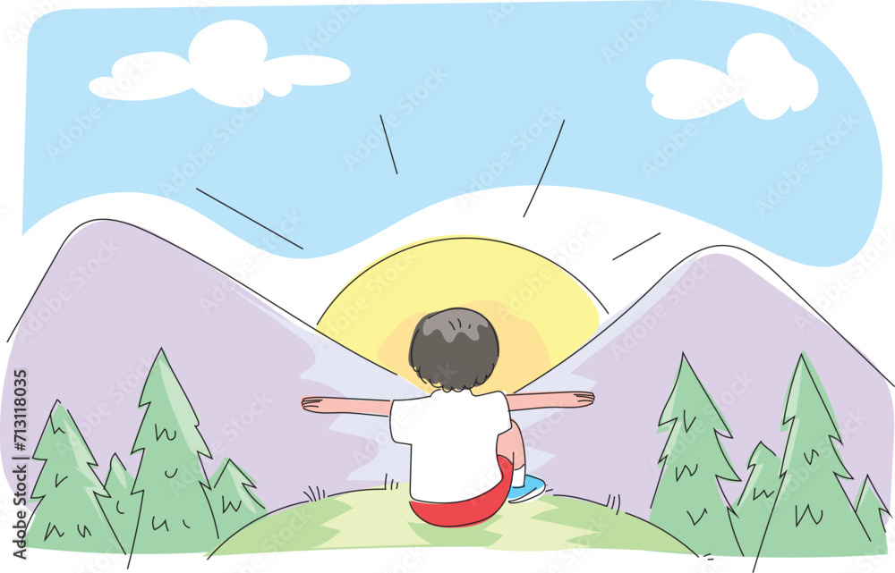 The boy who turns towards the sun and finds directions with open hands.