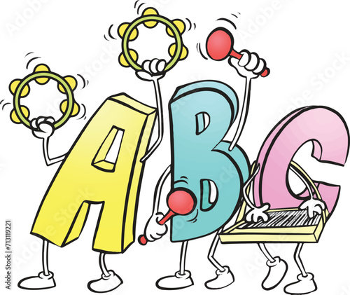 Musical letters. abc letters. Letters that can be used for the cover. abc orchestra.